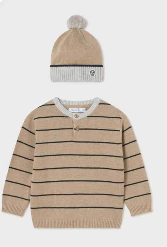 Striped Sweater Hat Set/Mayoral