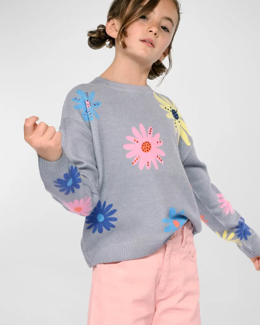 Grey Multi Flower Sweater/HB