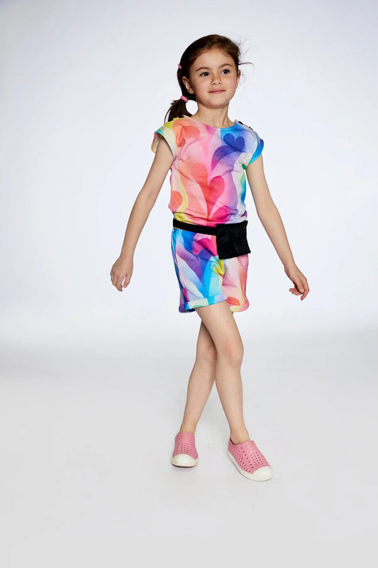 Rainbow Heart Romper/Deux Par Deux