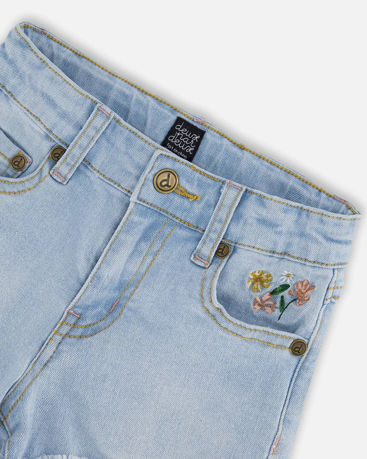 Denim Shorts Embroidery/Deux Par Deux