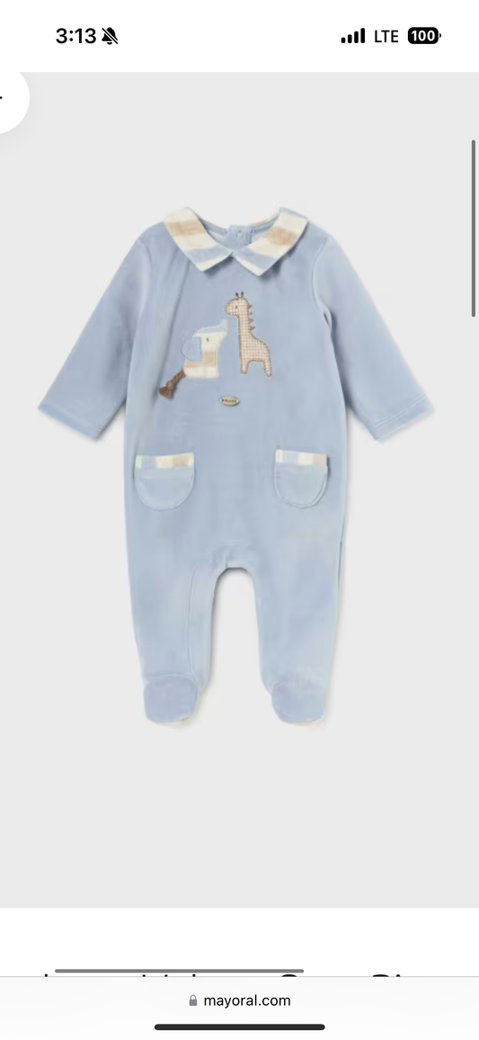 Velour Animal Onesie/Mayoral