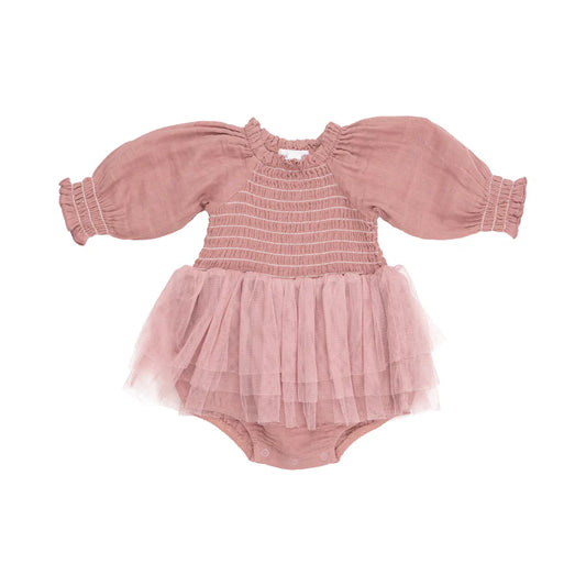 Long Sleave Smocked Tutu Bubble