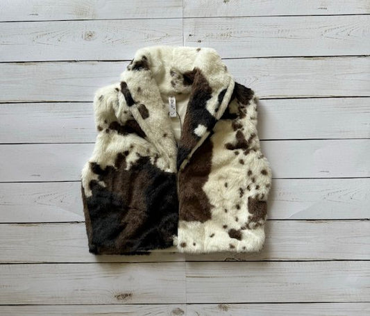 Faux Fur Cow Print Vest/ML Kids