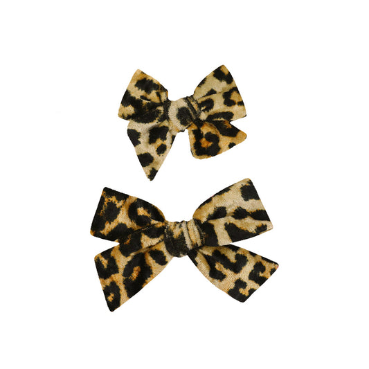 Velvet Leopard Bow Clip/Lou Lou