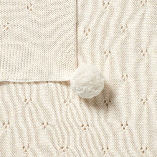 Ecru Knitted Pointelle Blanket/Wilson & Frenchy