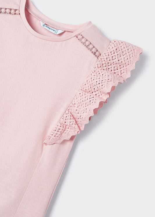 s/s Girl T-shirt w/lace/Mayoral