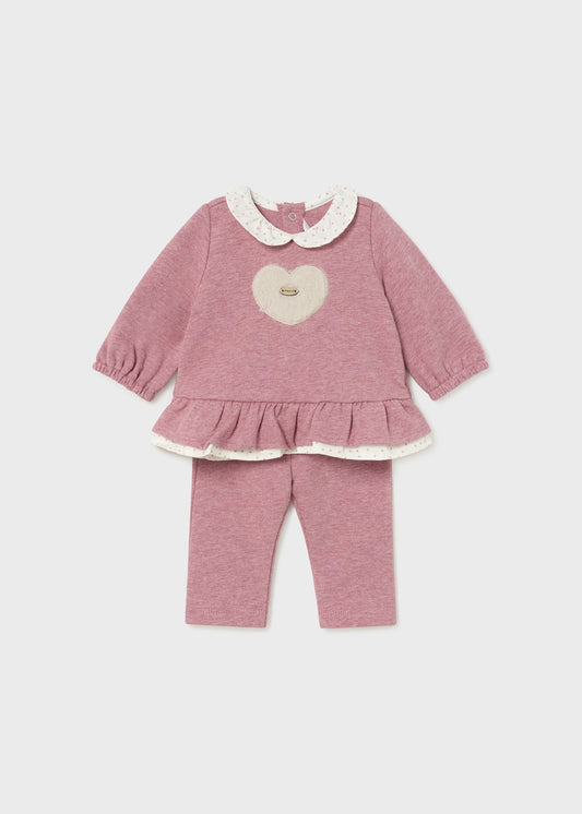 Fuzzy Heart Pant Set/Mayoral