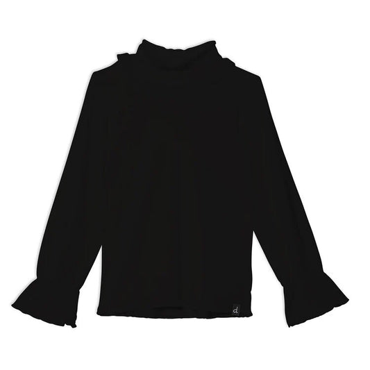 Long Sleeve Mock Neck Top Black/Deux Par Deux